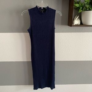 Navy robbed bodycon dress